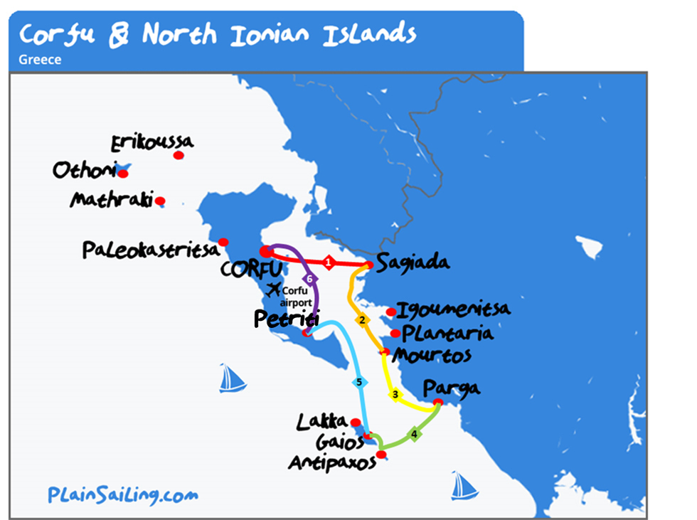 Corfu 6 day sailing itinerary